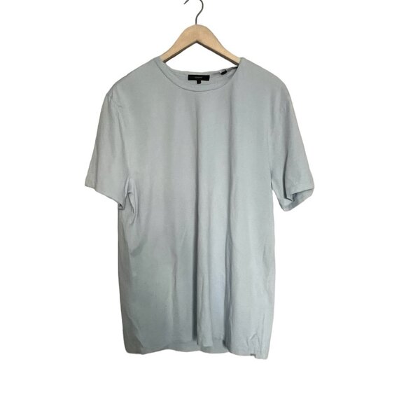 Vince Garment Dye T-Shirt Blue Solid Crew Neck Short Sleeve + - Picture 3 of 6